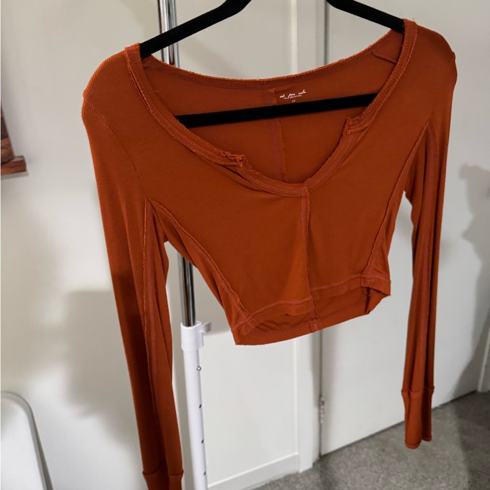 Urban Outfitters Terracotta Long Sleeve Crop Top